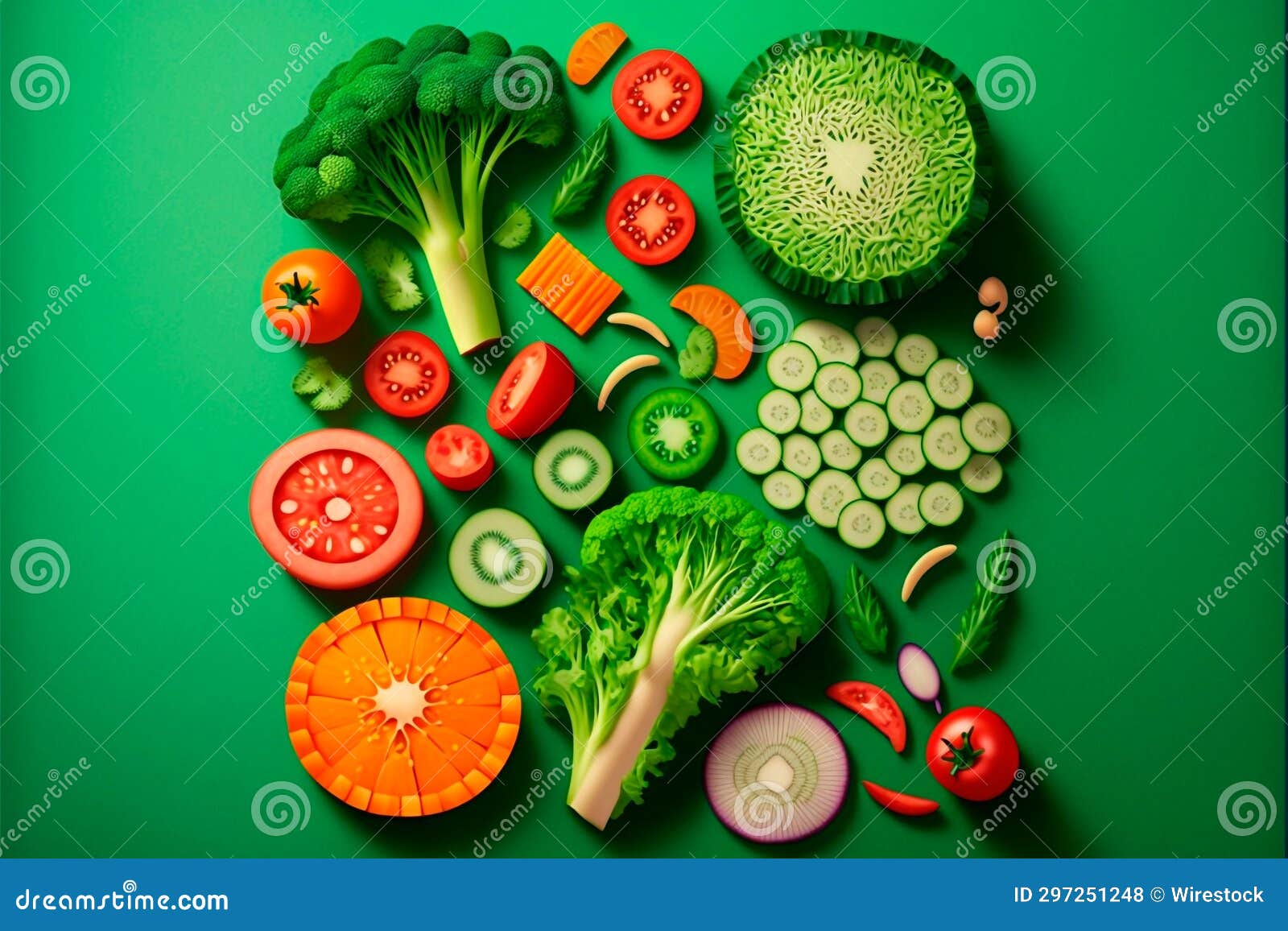 AI Generated Illustration of Freshly Sliced Nutritious Vegetables on
