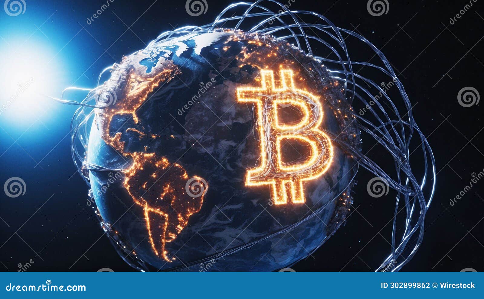 AI Generated Illustration of a Glowing Cryptocurrency, Bitcoin, Atop a World  Map Stock Illustration - Illustration of glow, bitcoin: 302899862