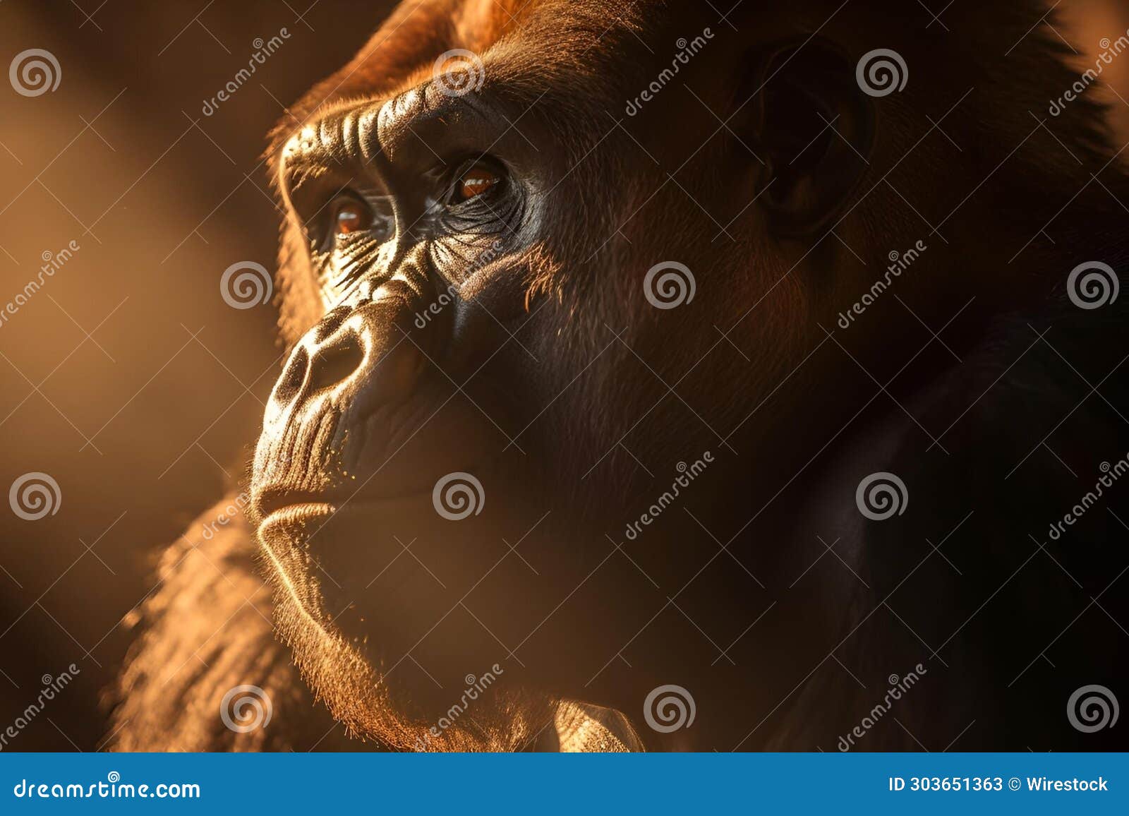 ai generated  of a gorilla in a natural setting, illuminated by the light of the sun