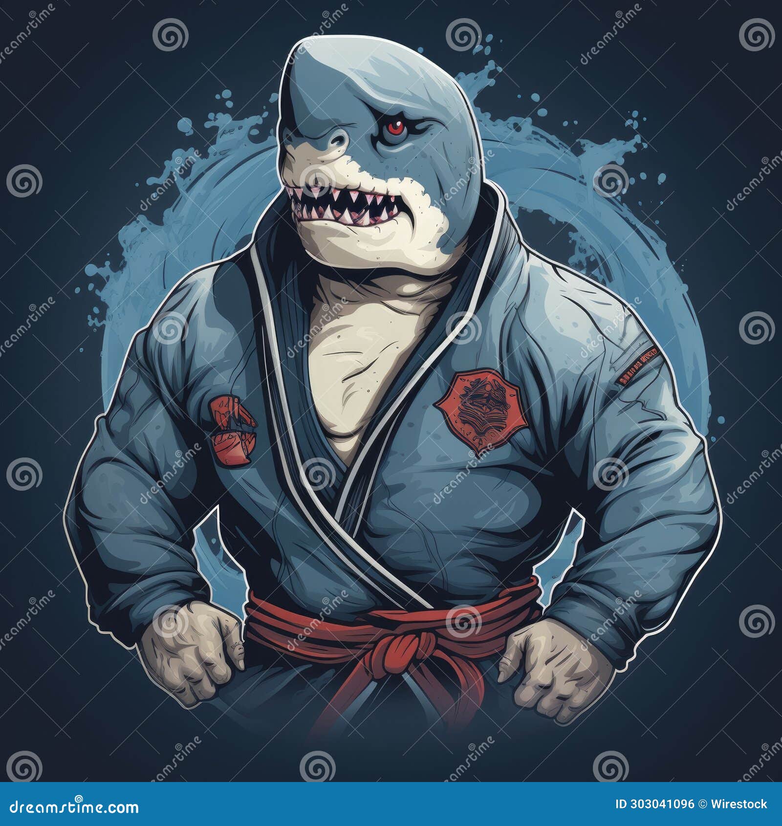 AI Generated Illustration of a Great White Shark Dressed in a Karate Gi ...