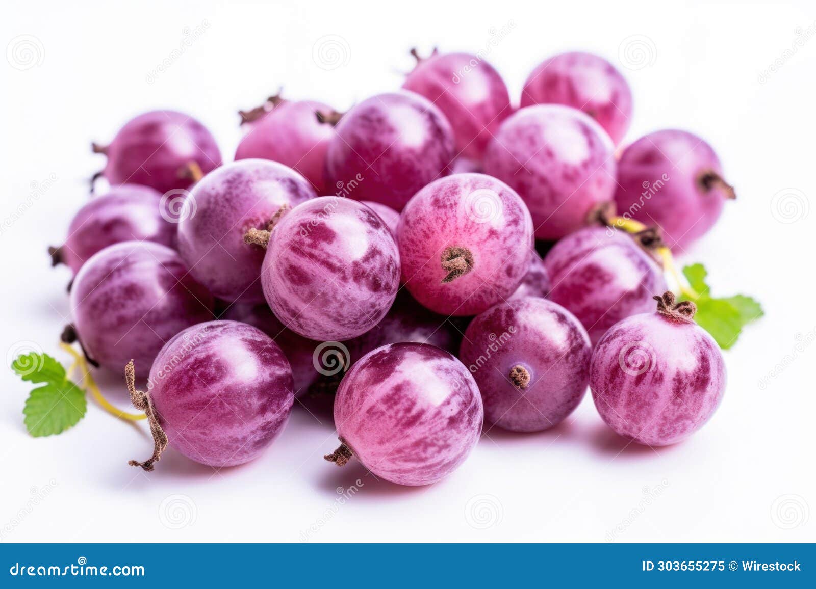 ai-generated  of a heap of dark gooseberries on a white background