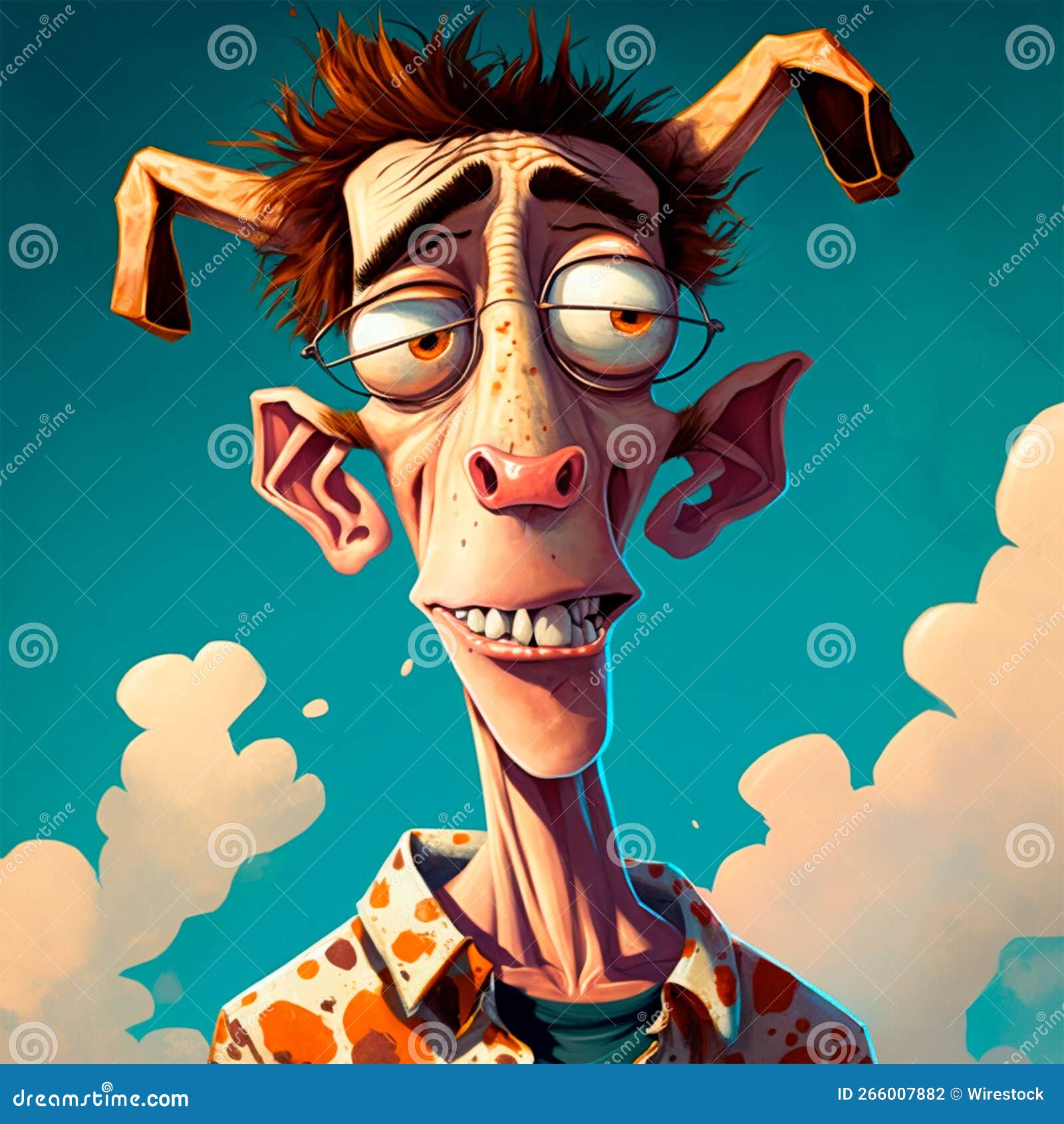 AI Generated Illustration of Human with Deformed Face Stock