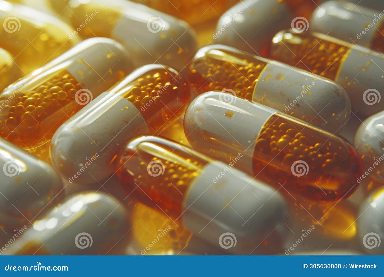 AI Generated Illustration of White and Orange Capsule Pills Arranged on