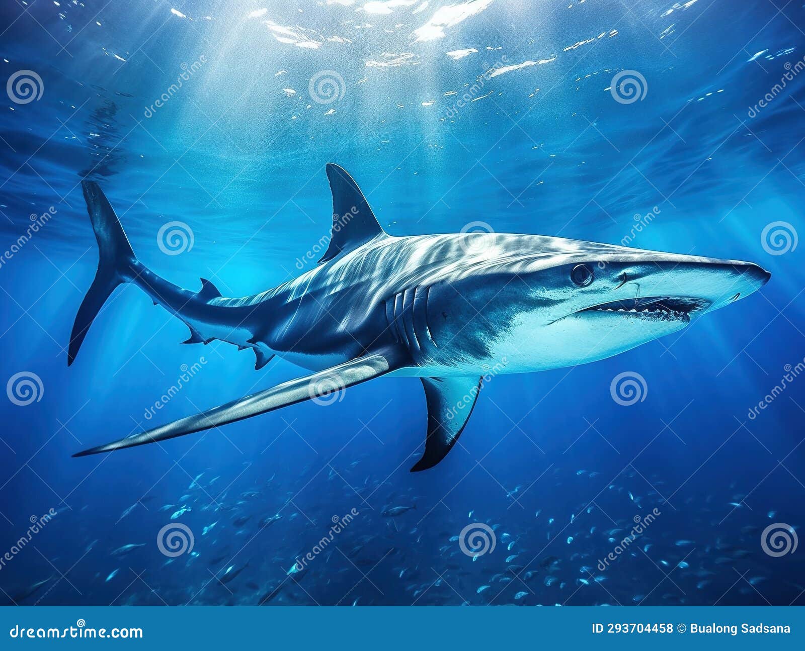 Ai Generated Illustration Wildlife Concept of Big Thresher Shark Stock