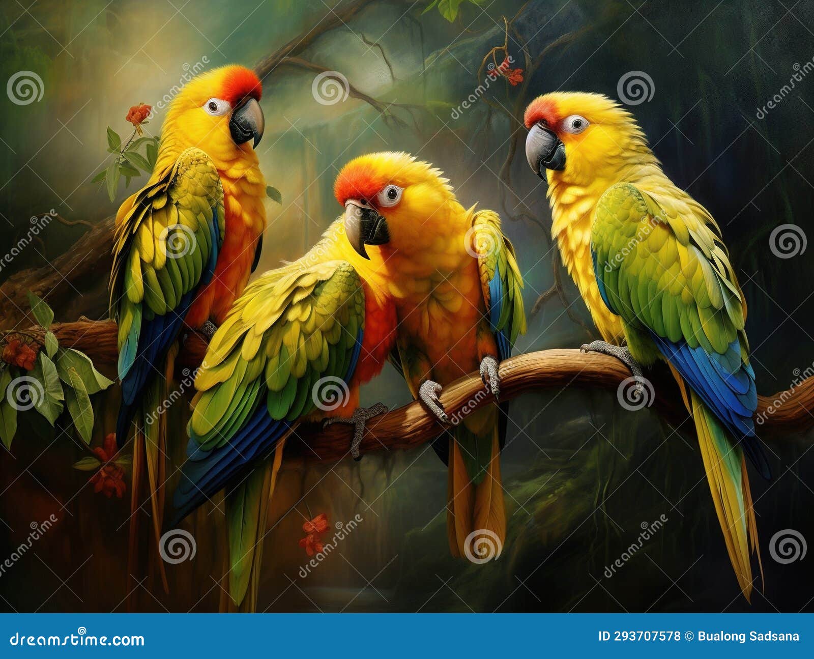 Ai Generated Illustration Wildlife Concept of Parrots Stock