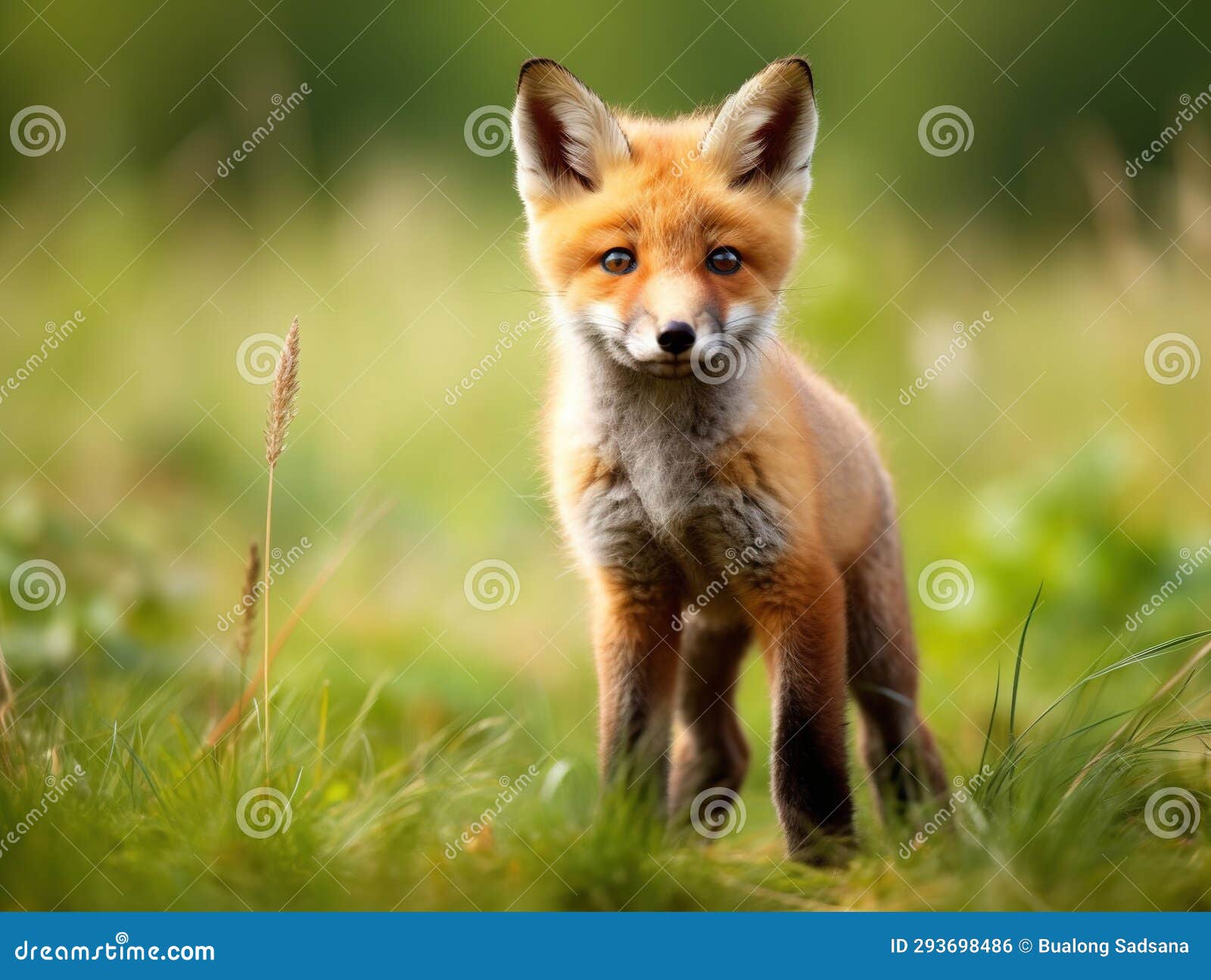 Ai Generated Illustration Wildlife Concept of Wild Red Fox Kit Stock