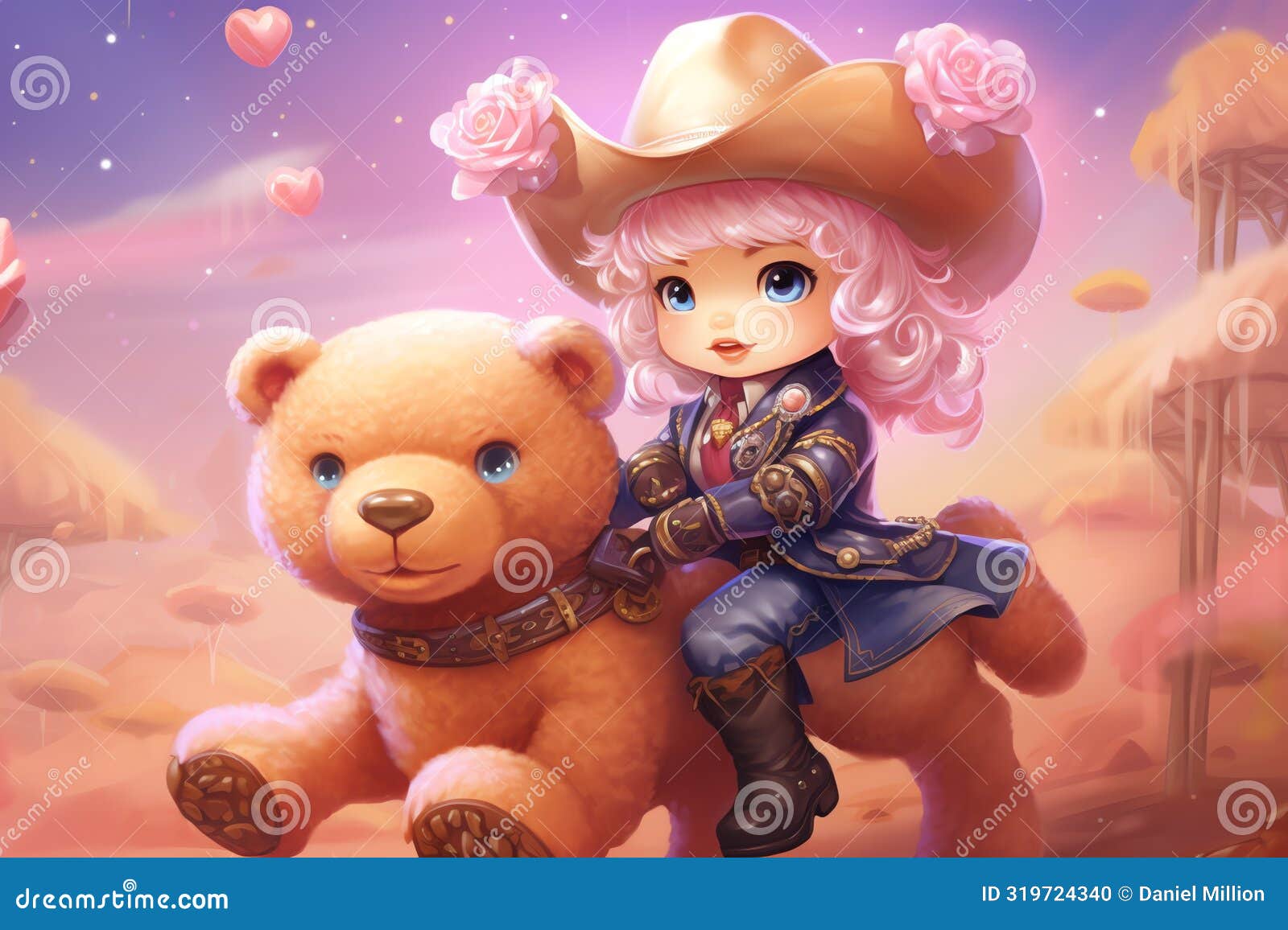 cute cowboy teddy for kids nursery , wall art decoration