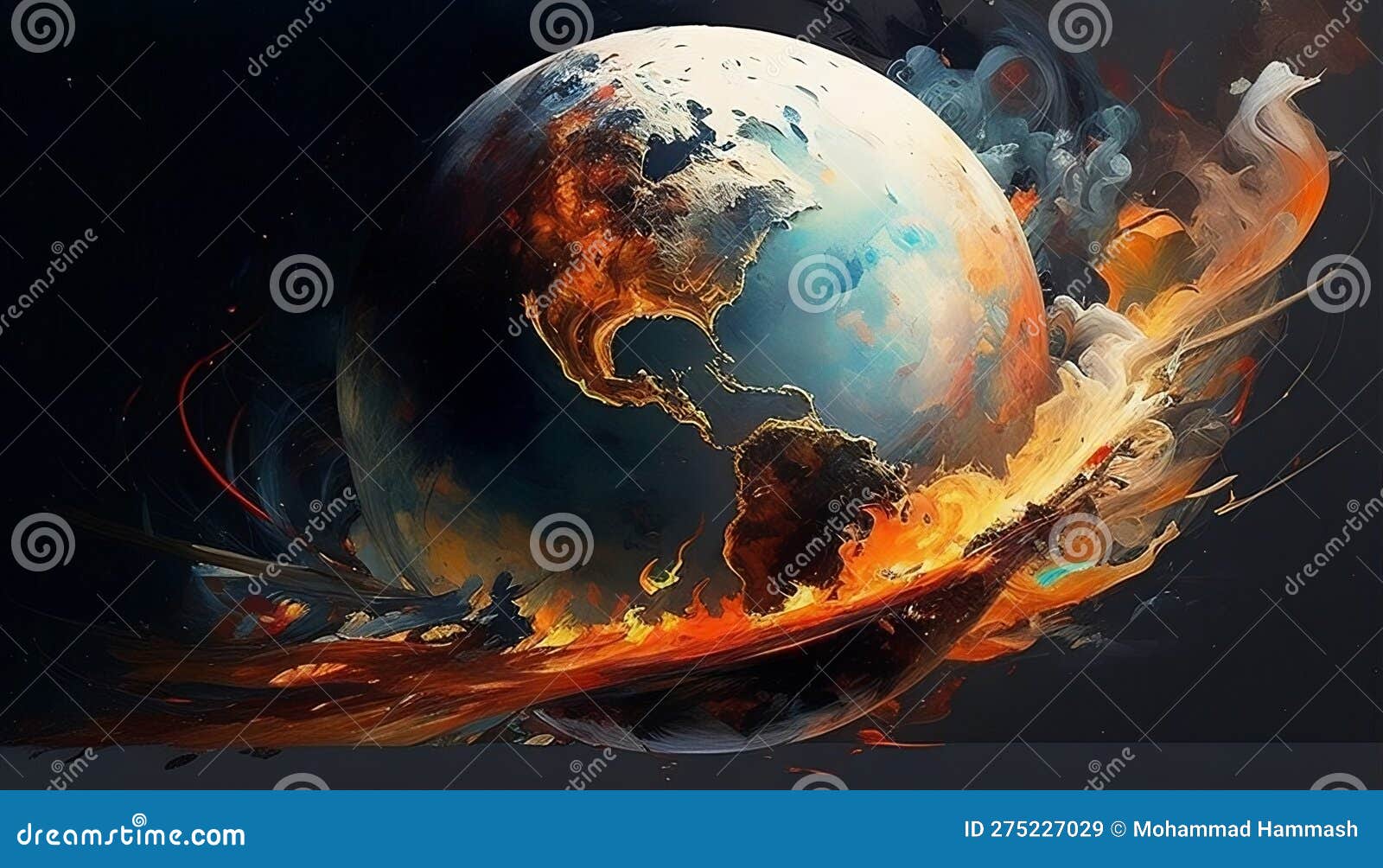 Smoking a Fiery Destruction, Made with Generative AI Stock Illustration Illustration
