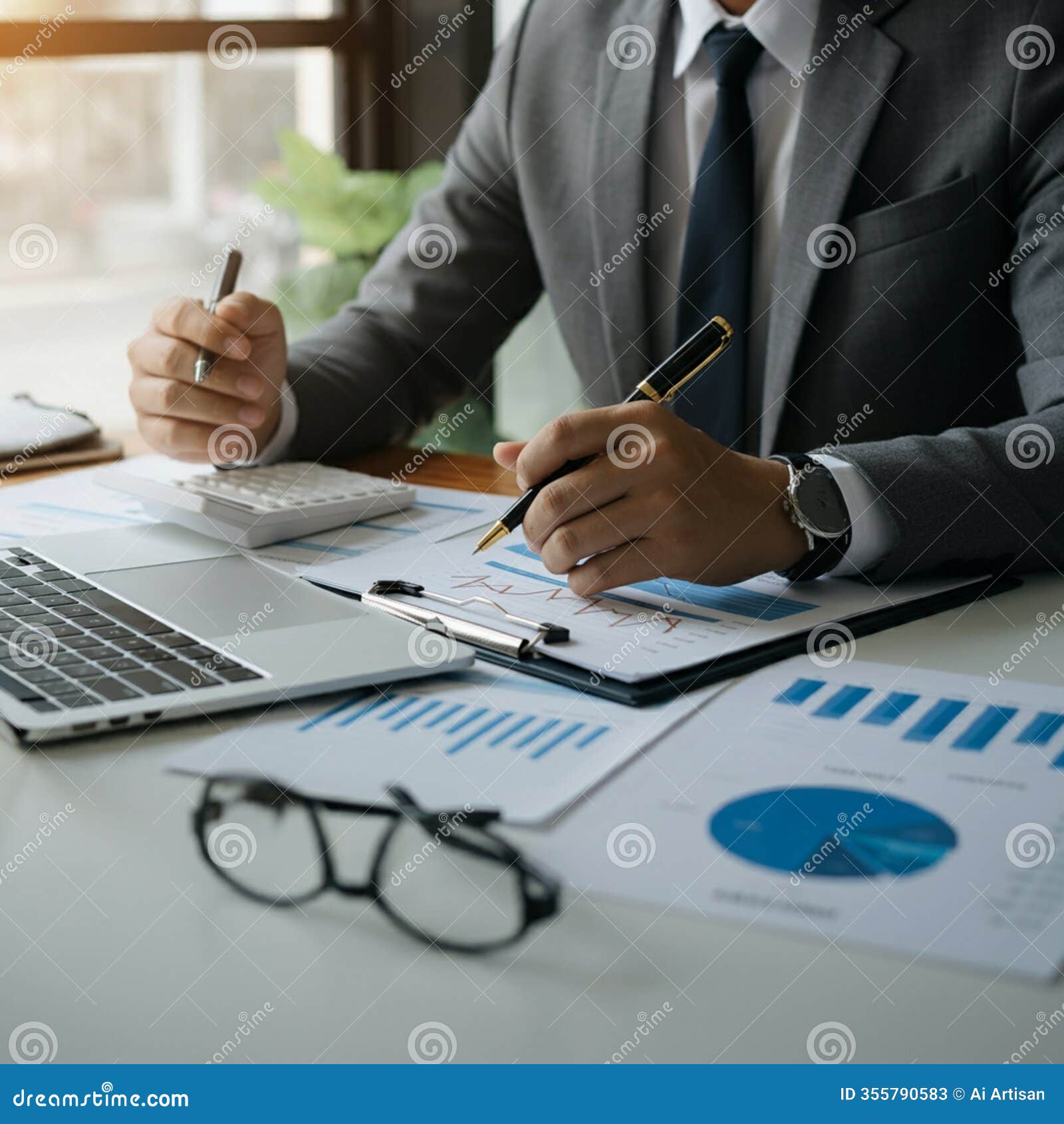 ai-generated image: business professional analyzing documents and pe