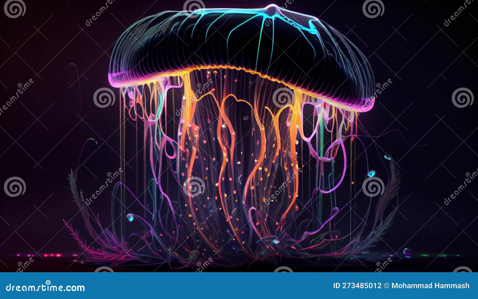 futuristic jellyfish silhouette, made with generative ai