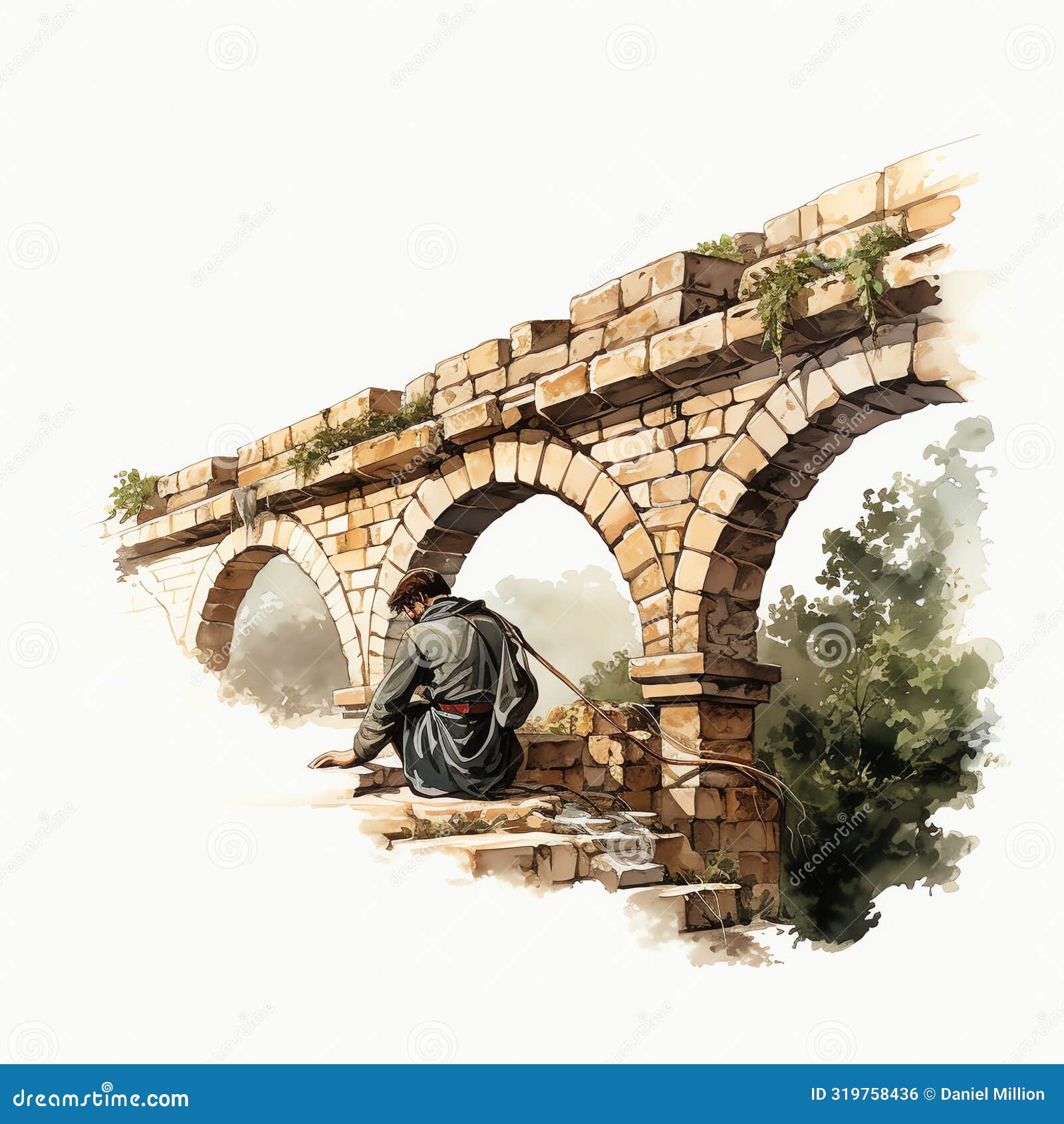 engineer or architect working on a roman aqueduct or bridge 