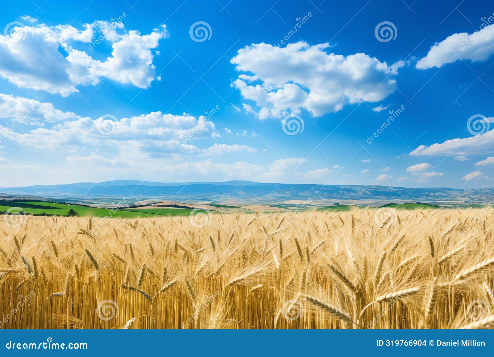 fertile fields with crops like barley and wheat  photo