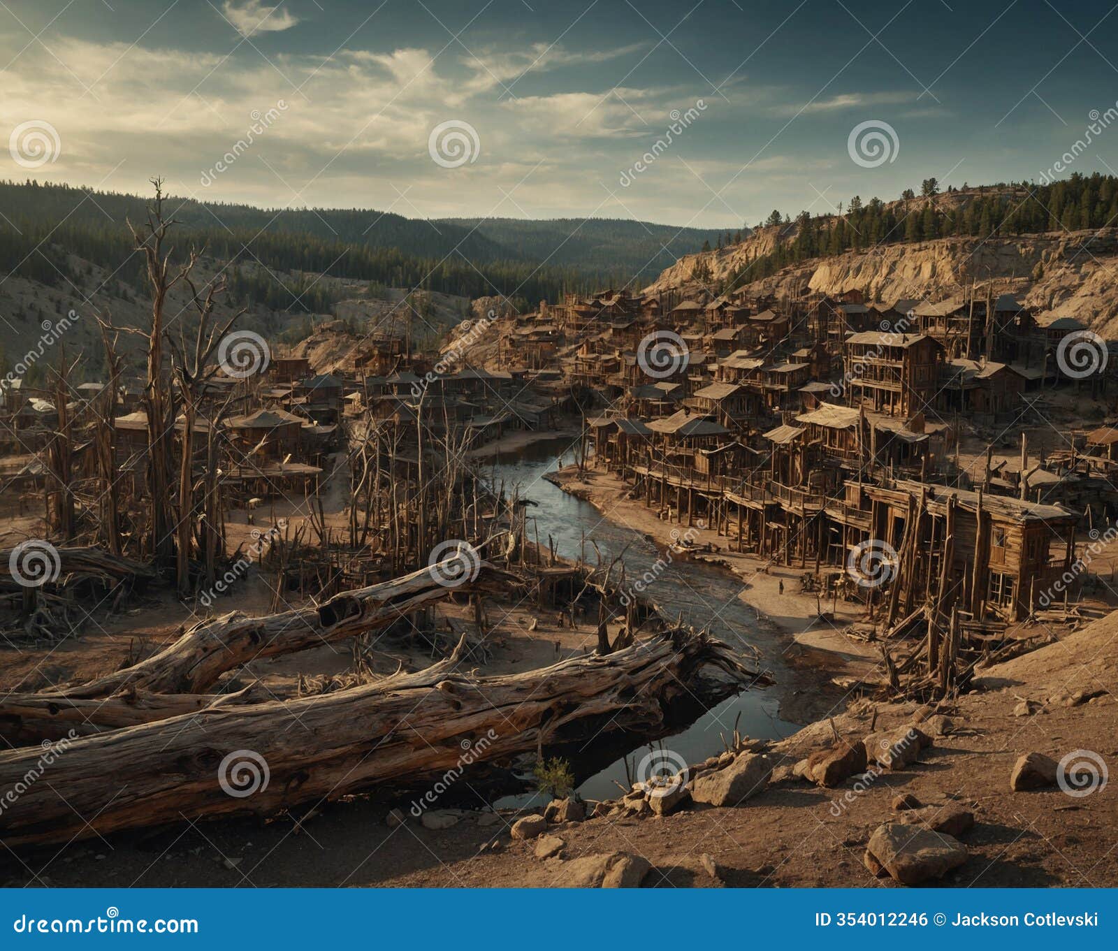 destroyed forest â ai-generated image of a devastated and dying forest landscape