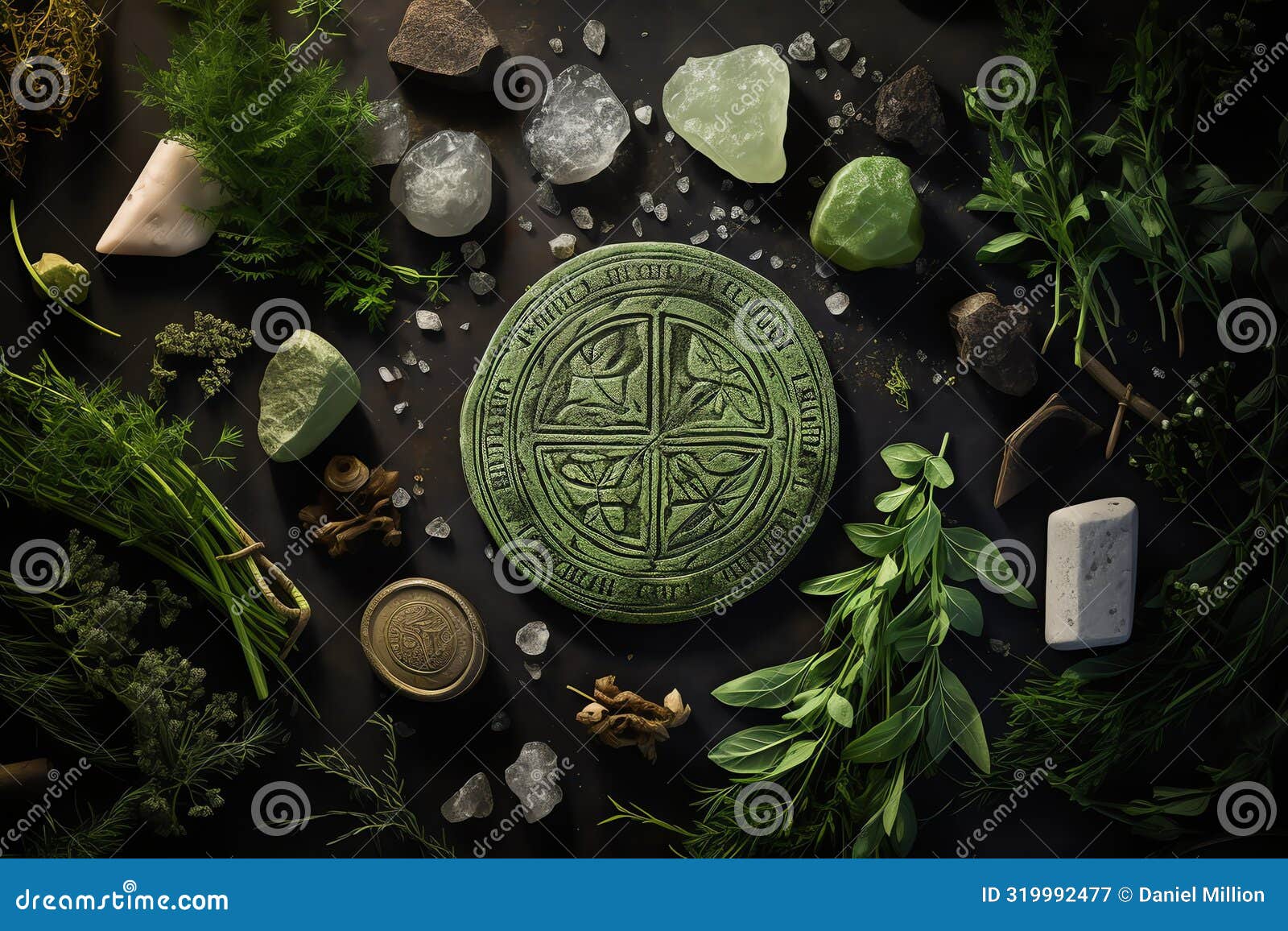 runes and sigils green magical fairytale world background backdrop