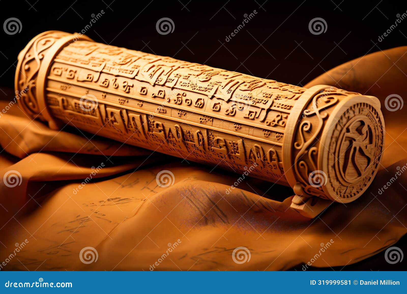 scroll or papyrus with ancient greek text or mathematical equations  photo