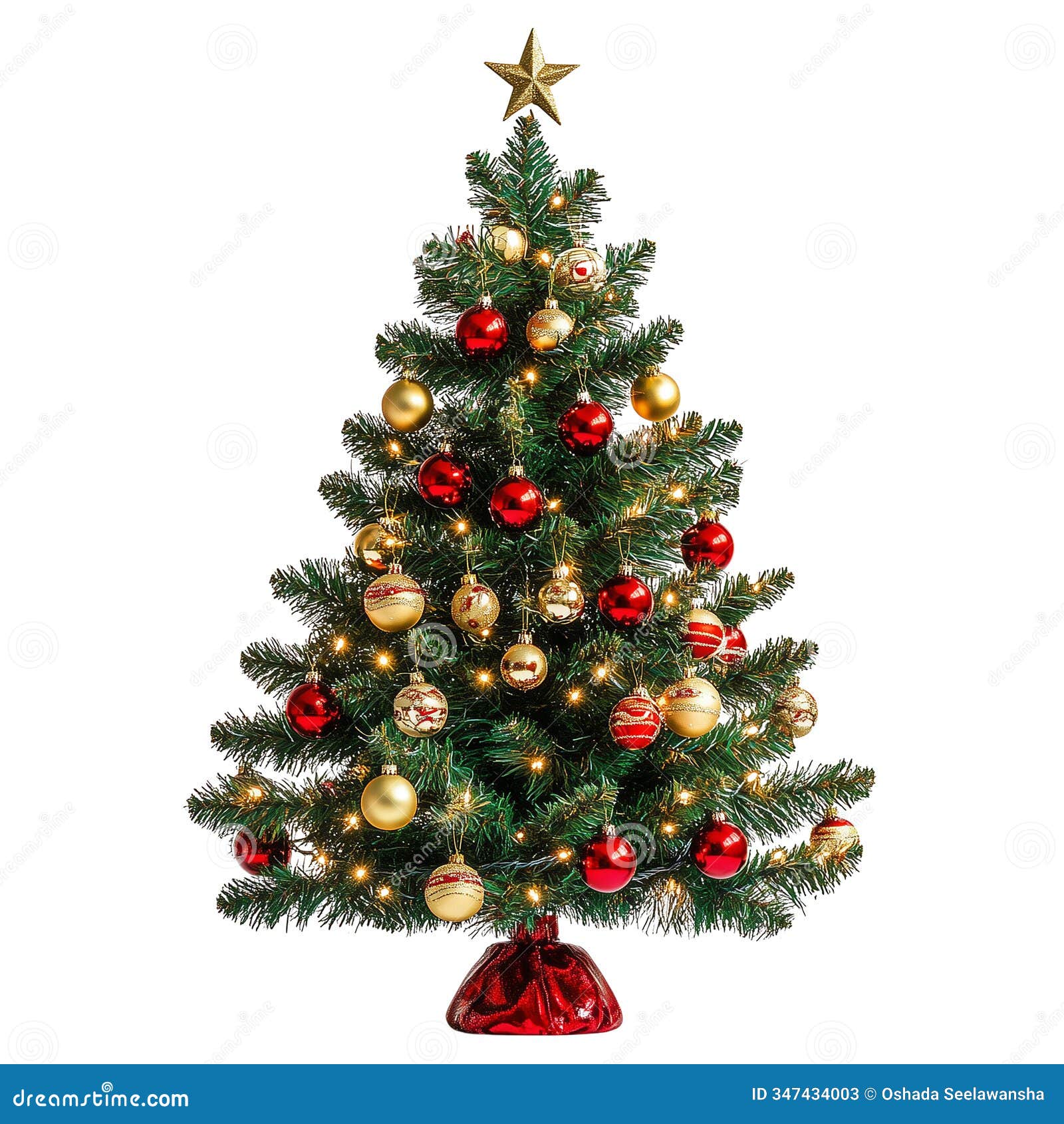 christmas tree with decorations on transparent background
