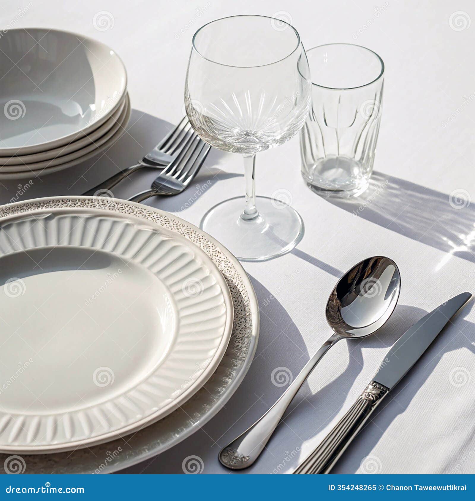 elegant table settings  on white background - ai-created 