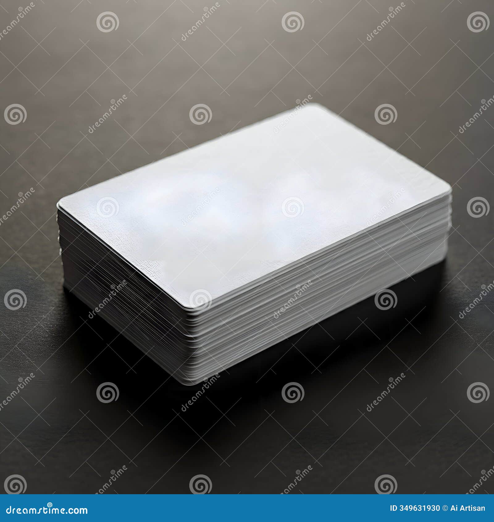 ai-generated stack of blank white cards on a dark surface