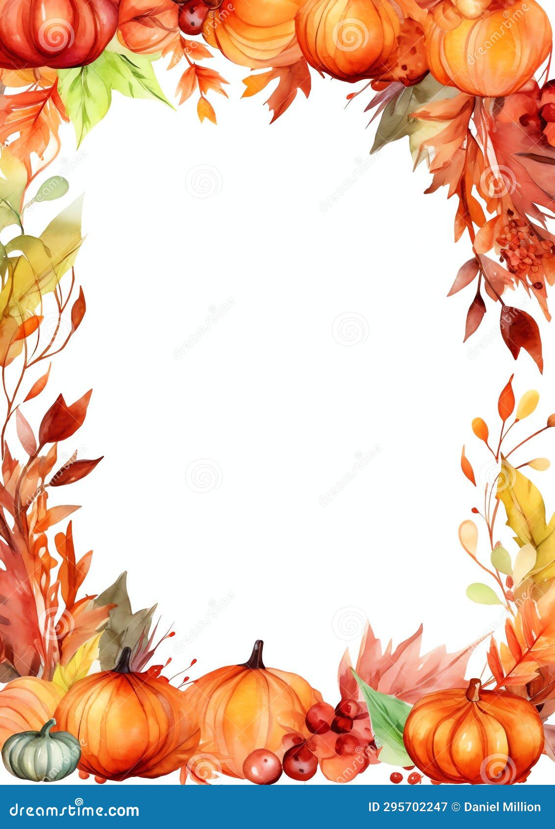 Thanksgiving Door Watercolor Border Frame Stock Illustration ...