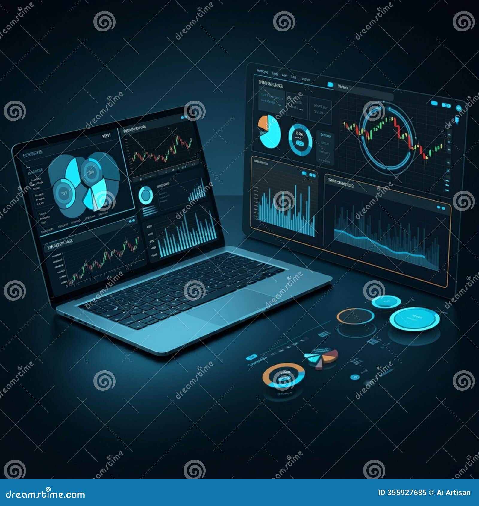 ai-generated image: upward trending bar graph on table