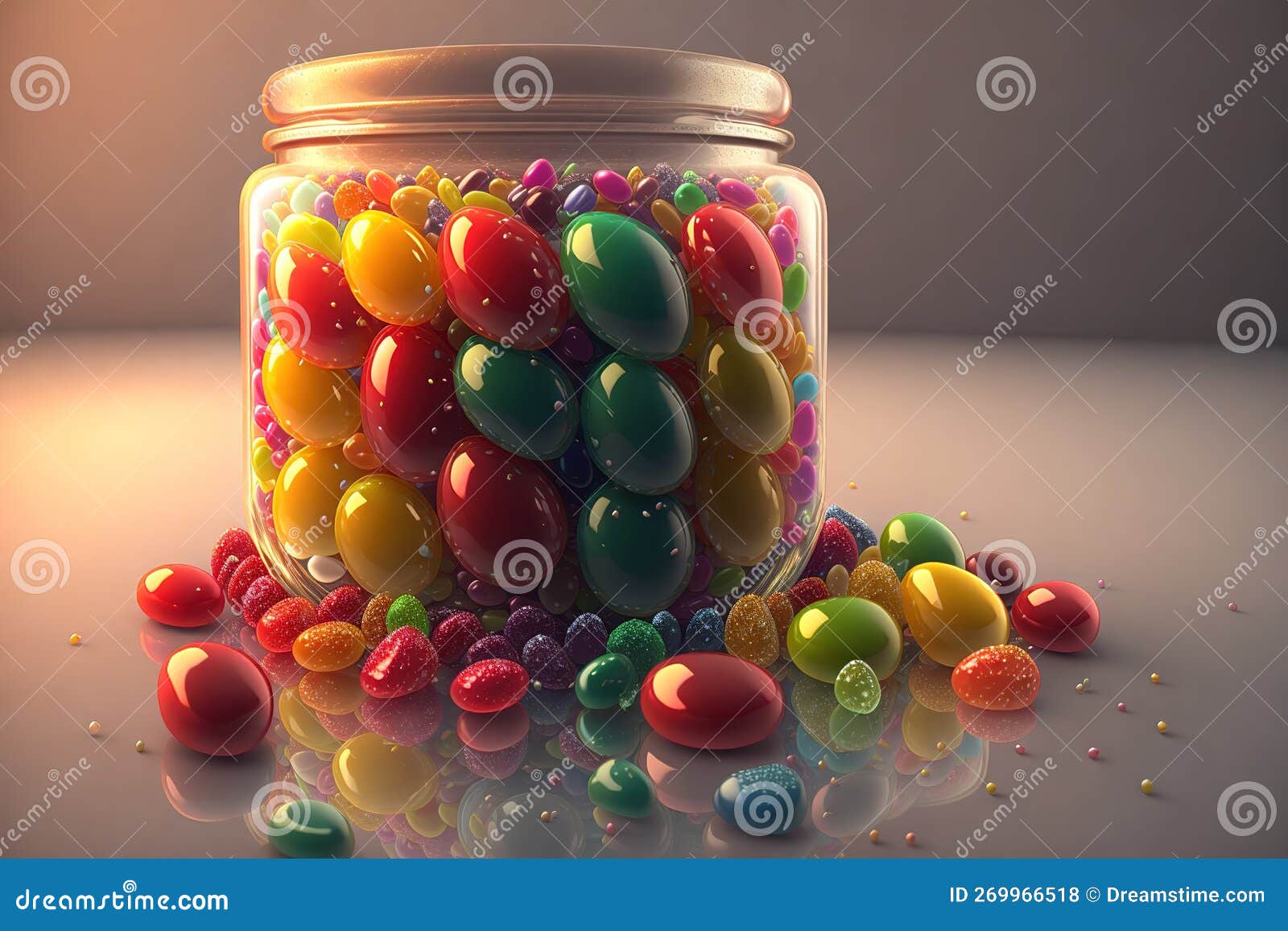 Jelly Beans in a Glass Jar by AI Generated Stock Illustration