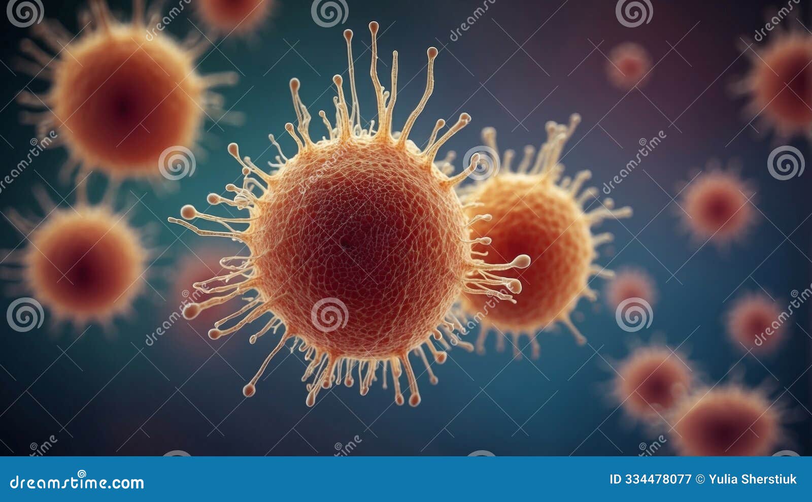 microscopic view of bacteria spreading through organism.