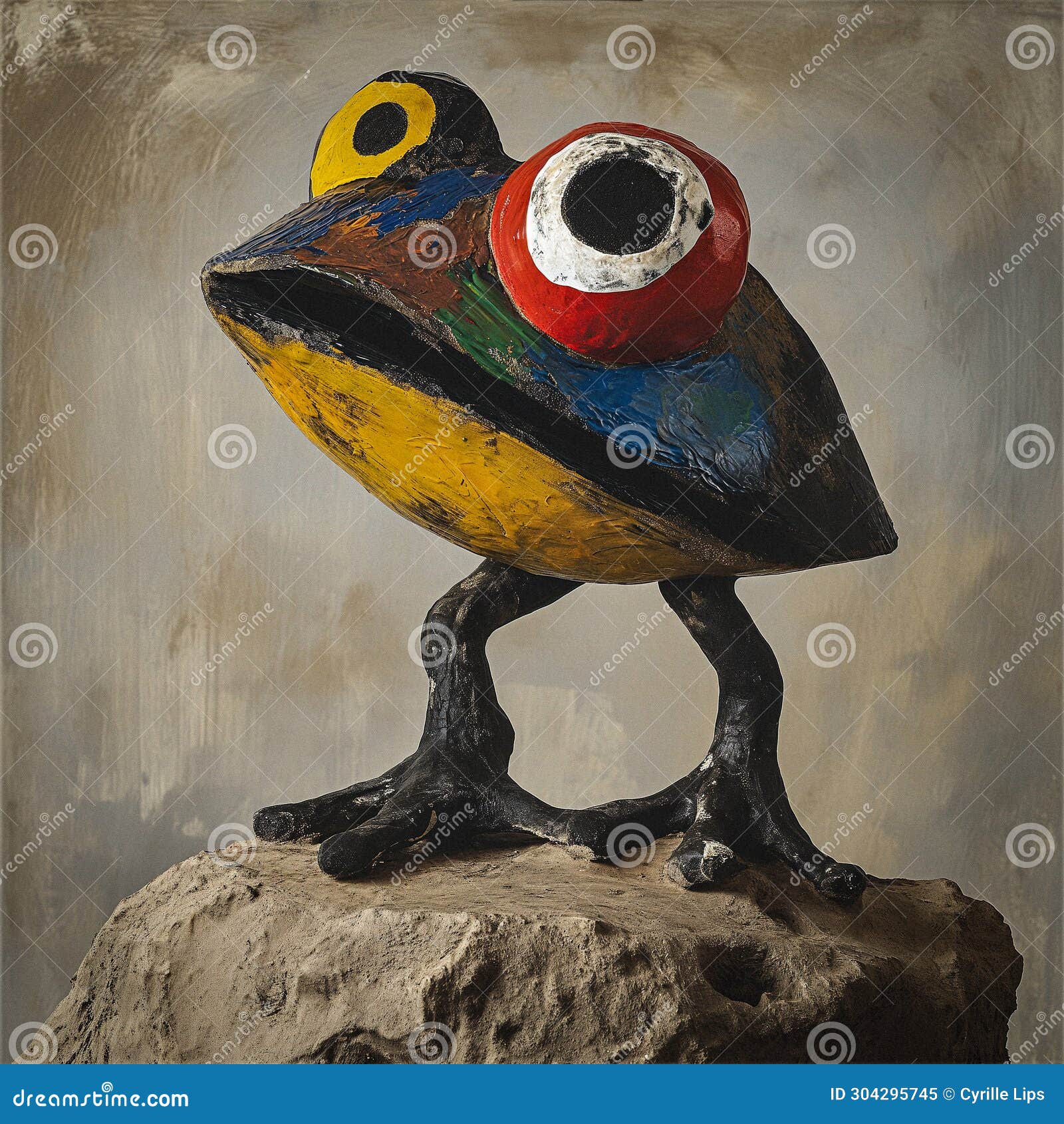 ai-generated miro-style frog sculpture
