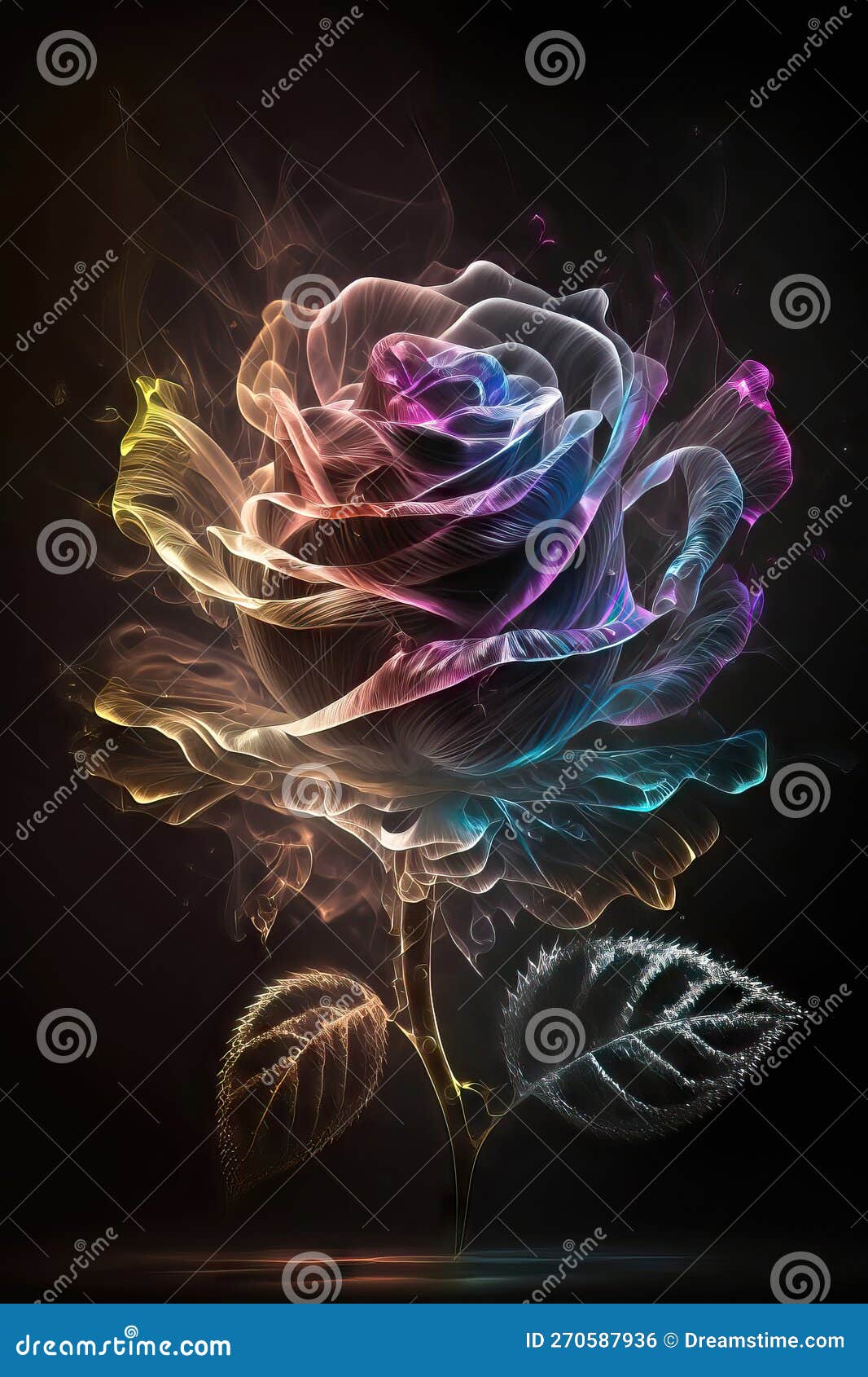 AI Generated Rose from Neon Lights Stock Photo Image of darkness