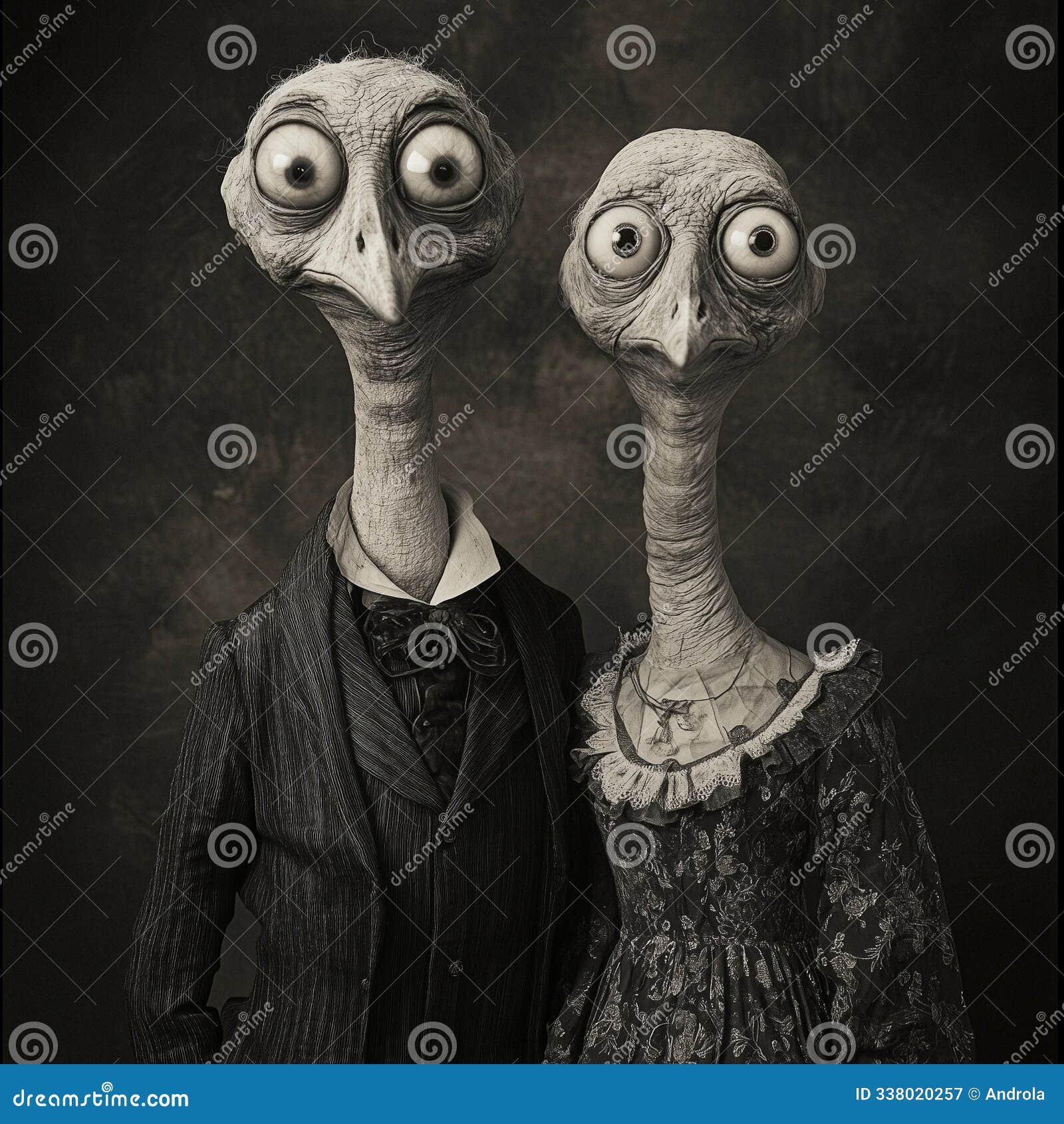 an ai-generated scene of a whimsical, old-fashioned couple