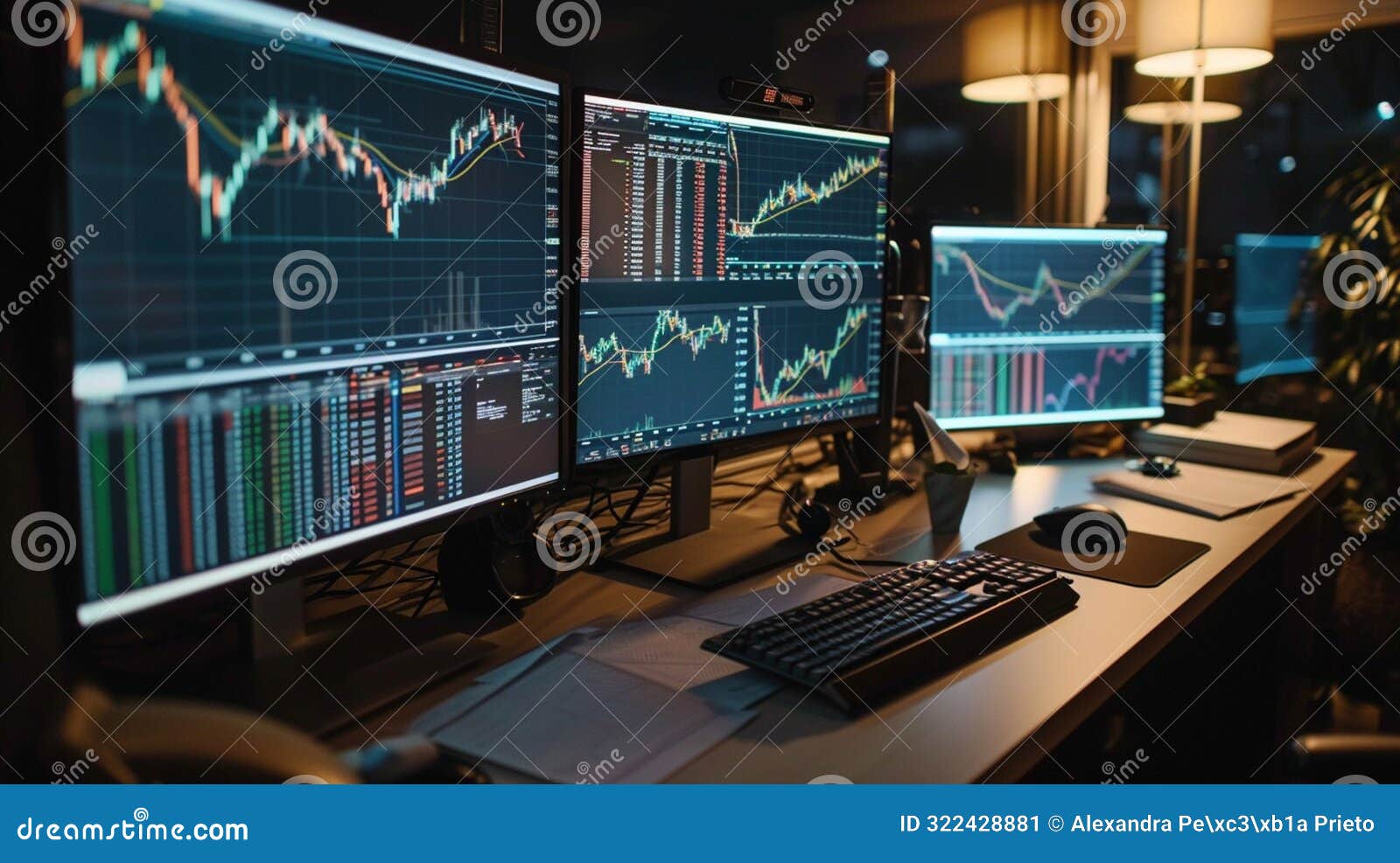 advanced desk setup with multiple monitors