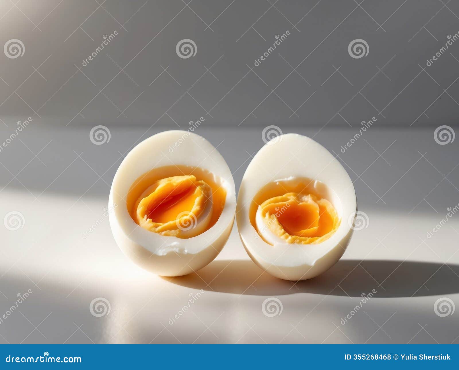 two halved eggs displayed neatly on a clean surface egg scene