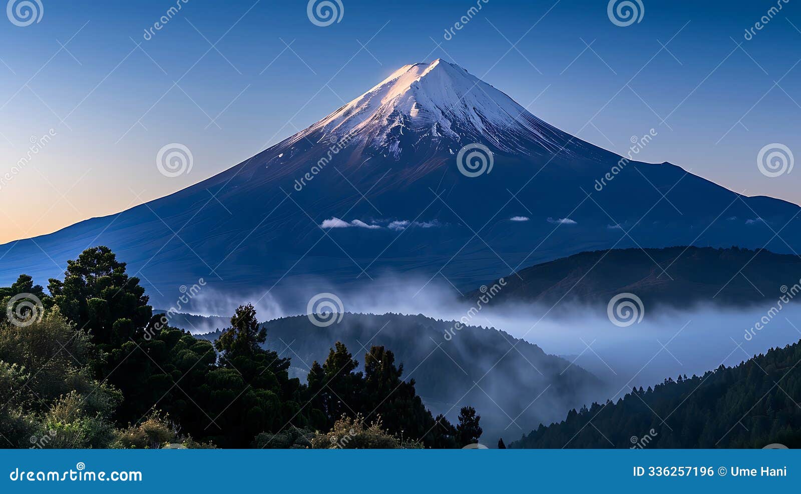 a snow capped mountain with serene beauty: ai generative
