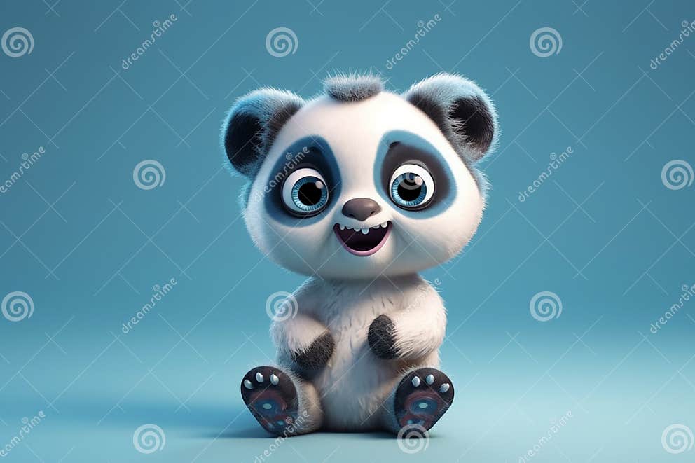 Blue Hair Happy Panda Plush - wide 2