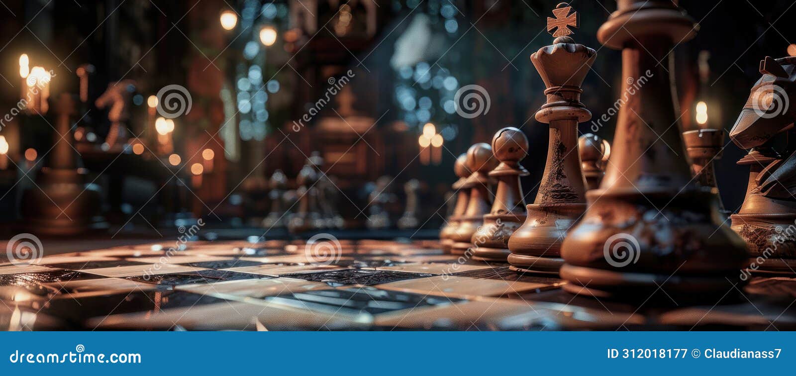  of a chess game in cinematic style