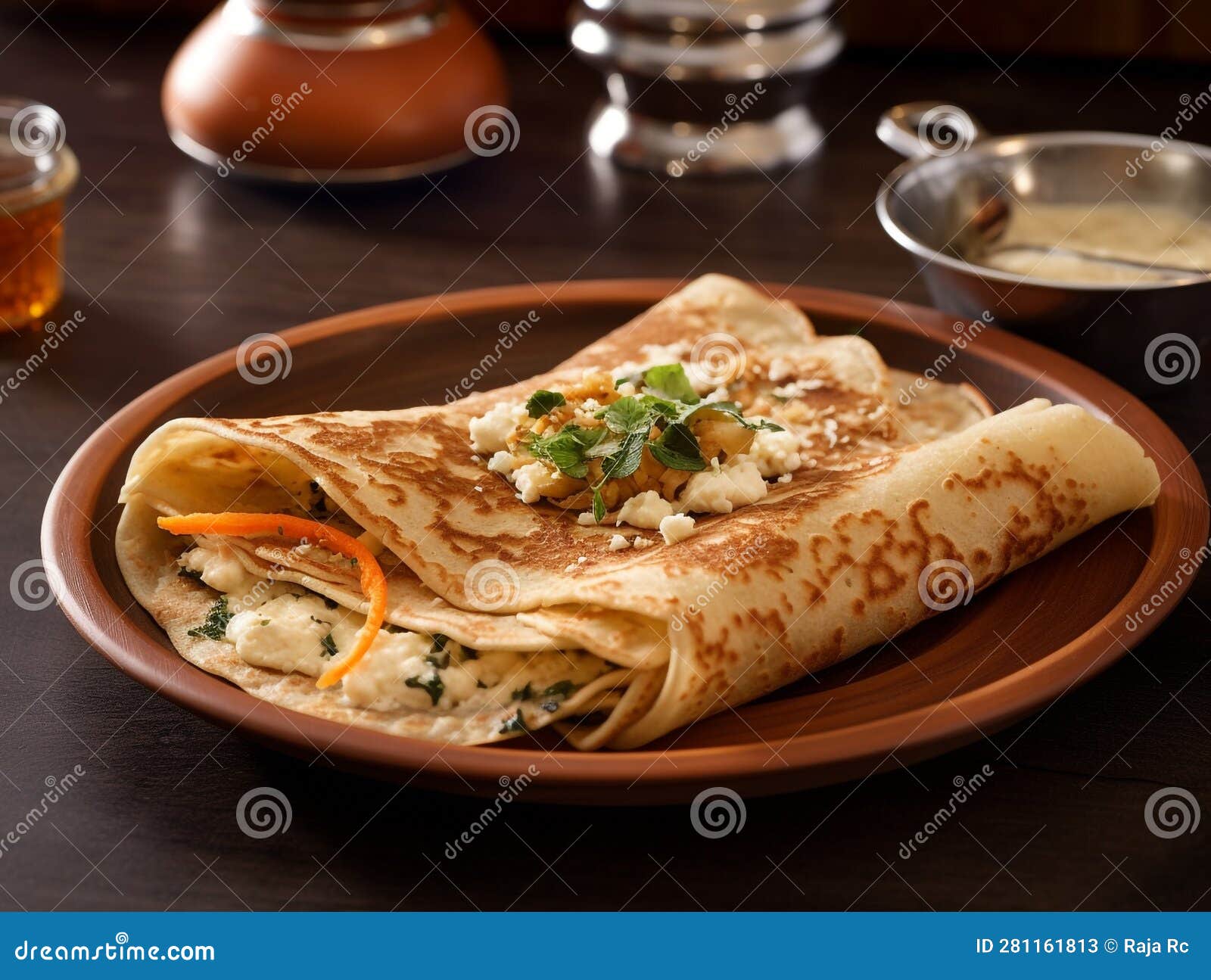 Dosa - South Indian Dish stock illustration. Illustration of crispy
