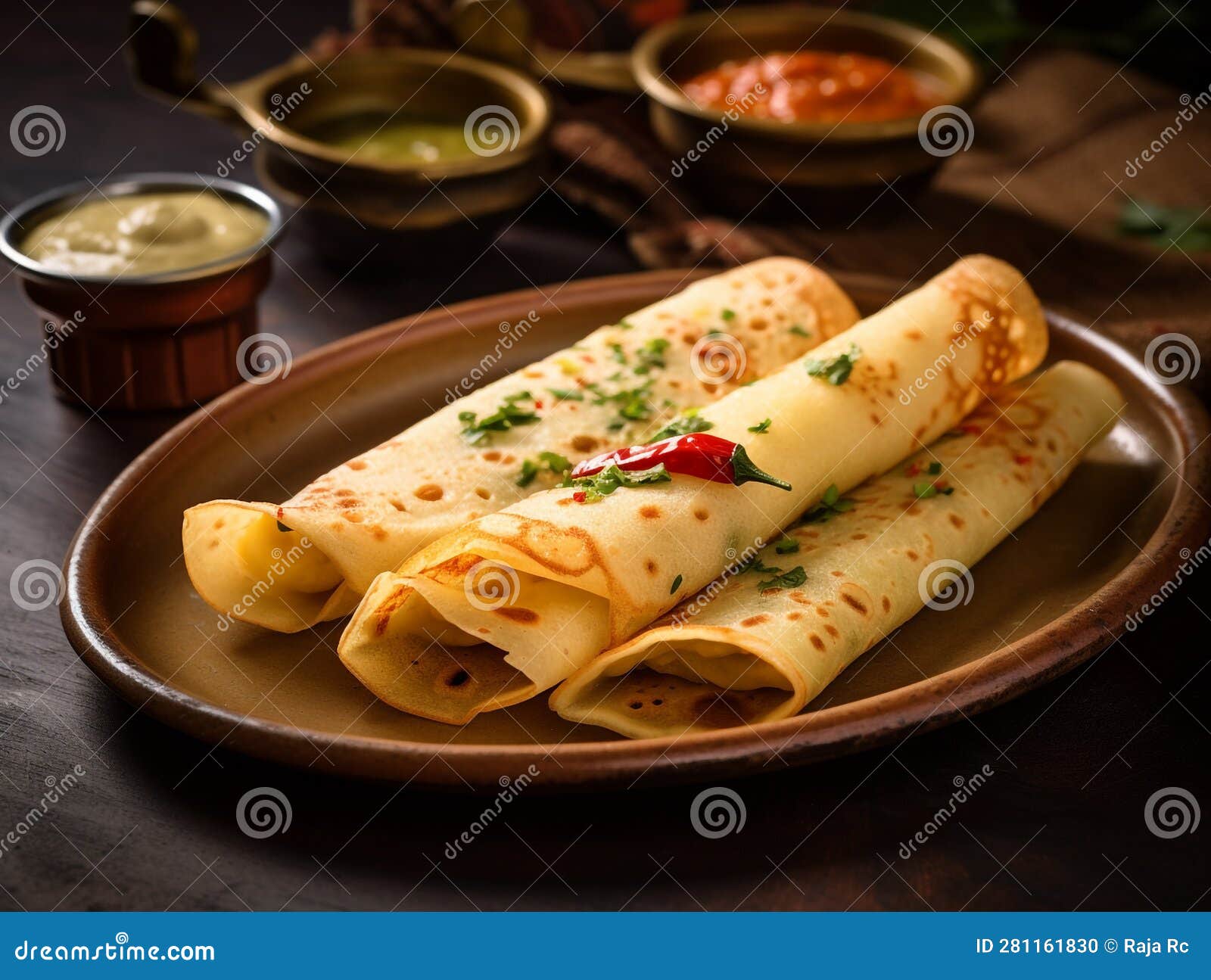 Dosa - South Indian Dish stock illustration. Illustration of dosa