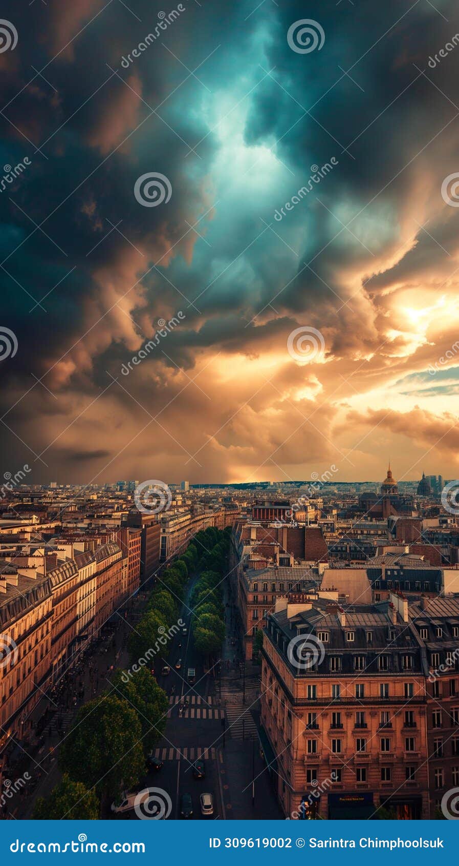 Ai generative photography eiffel tower lightning weather storm stock