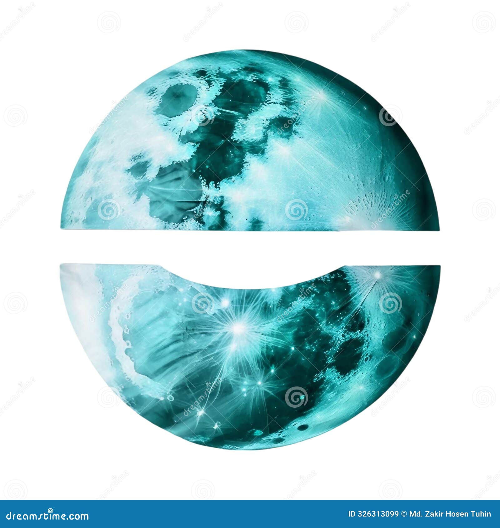 AIgenerative Surreal Split Moon Unique Celestial Art with Transparent
