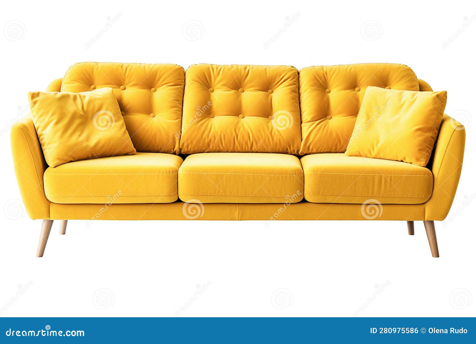 Ai Generative. Yellow Modern Sofa on White Stock Illustration