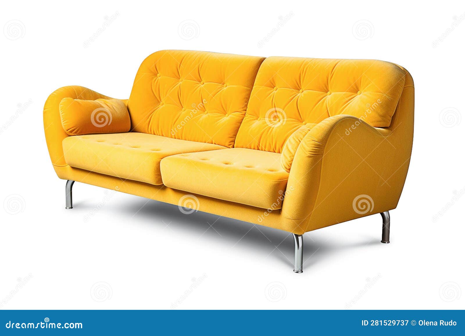 Ai Generative. Yellow Modern Sofa on White Stock Illustration