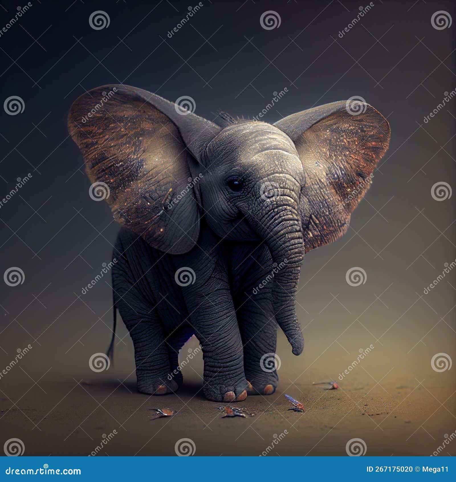 Ai Generativo : Elefante De Fantasía De Bebé Lindo Con Orejas De