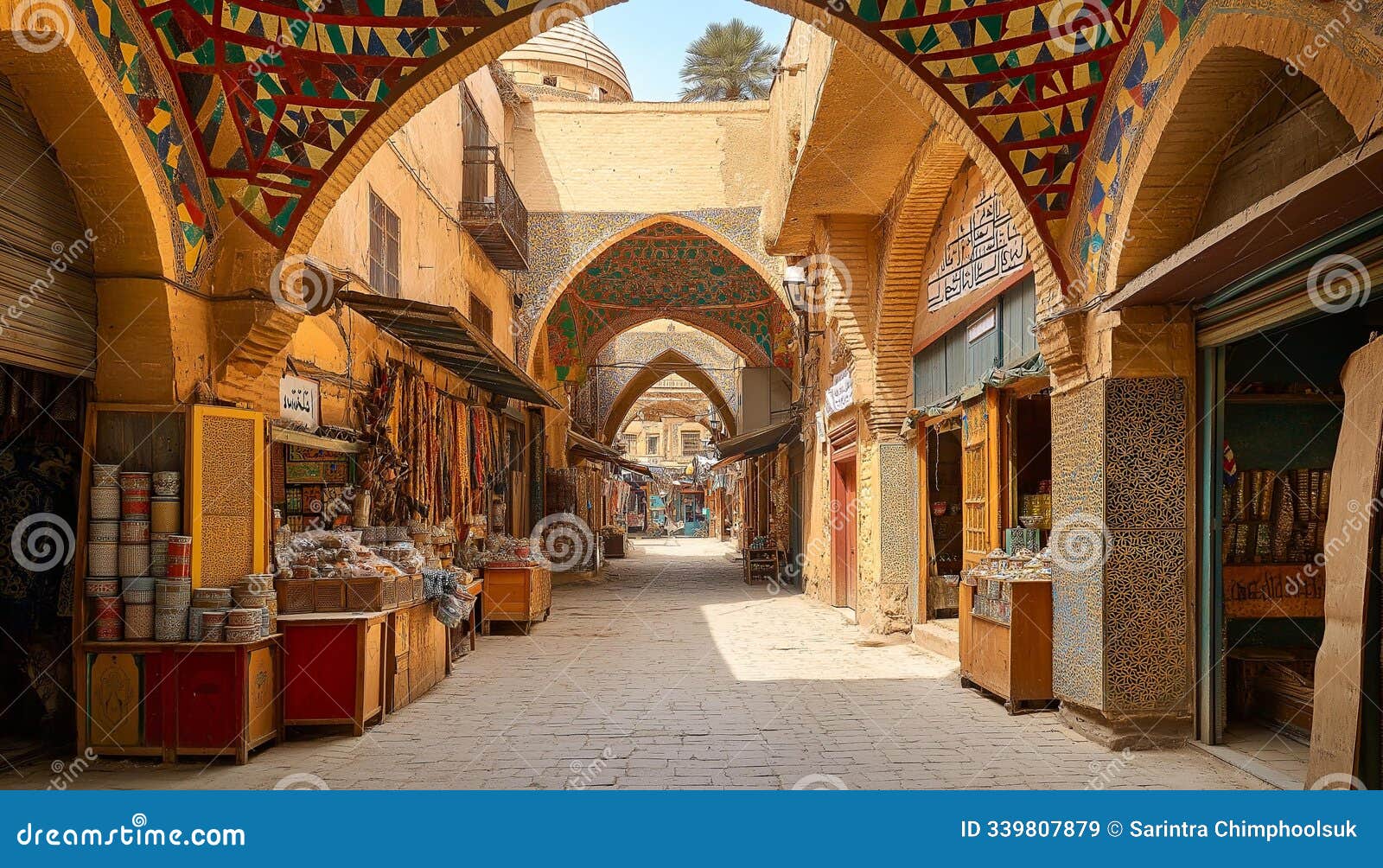 ai generator image of market bazaar with arched entrances, domed rooftops