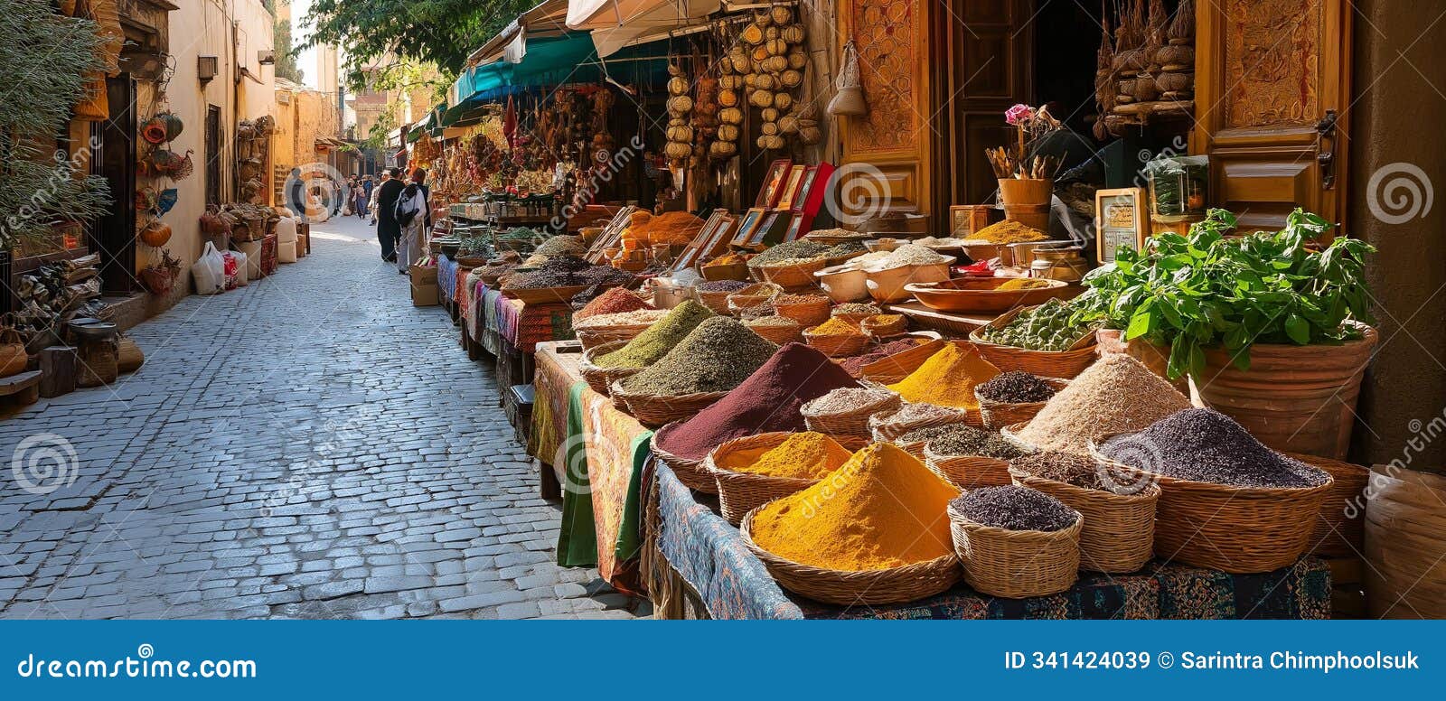 ai generator image of market bazaar with arched entrances, domed rooftops