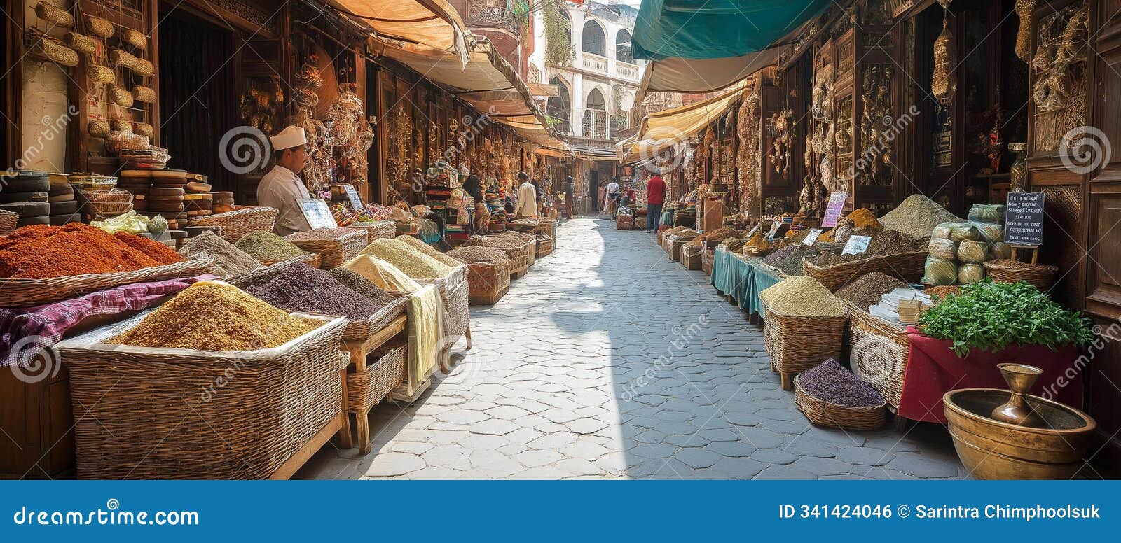 ai generator image of market bazaar with arched entrances, domed rooftops