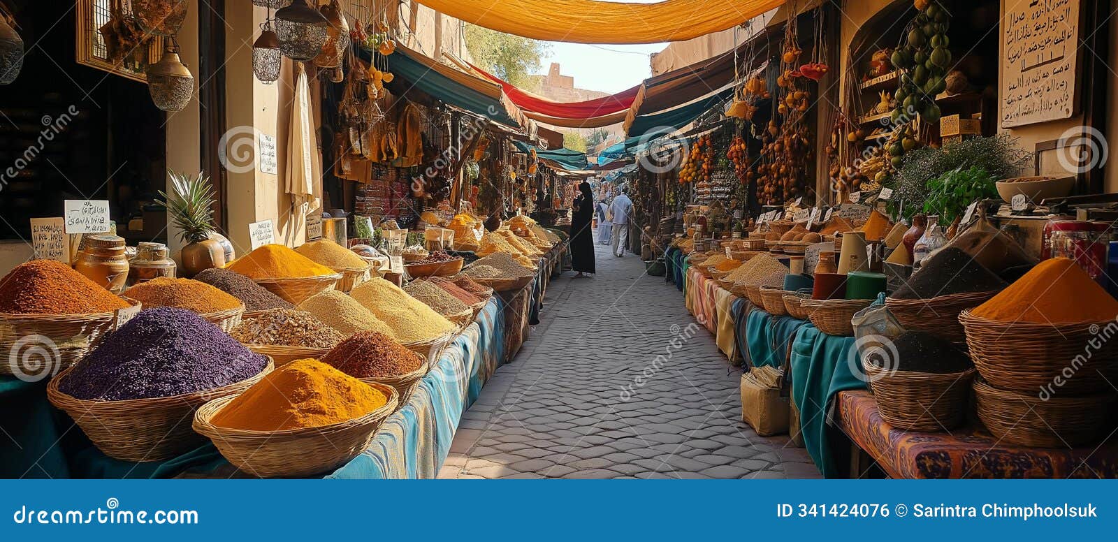 ai generator image of market bazaar with arched entrances, domed rooftops