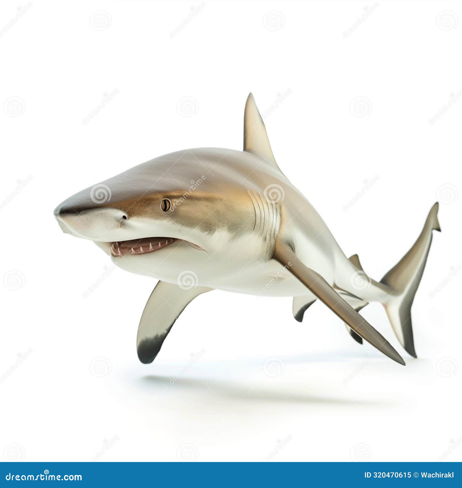 graceful hunter of the seas: a majestic shark in motion ai generator