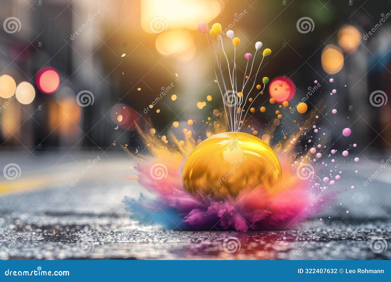 ai hologram on pavement with colorful lights, digital art, technology innovation, artificial intelligence, high tech visuals, c
