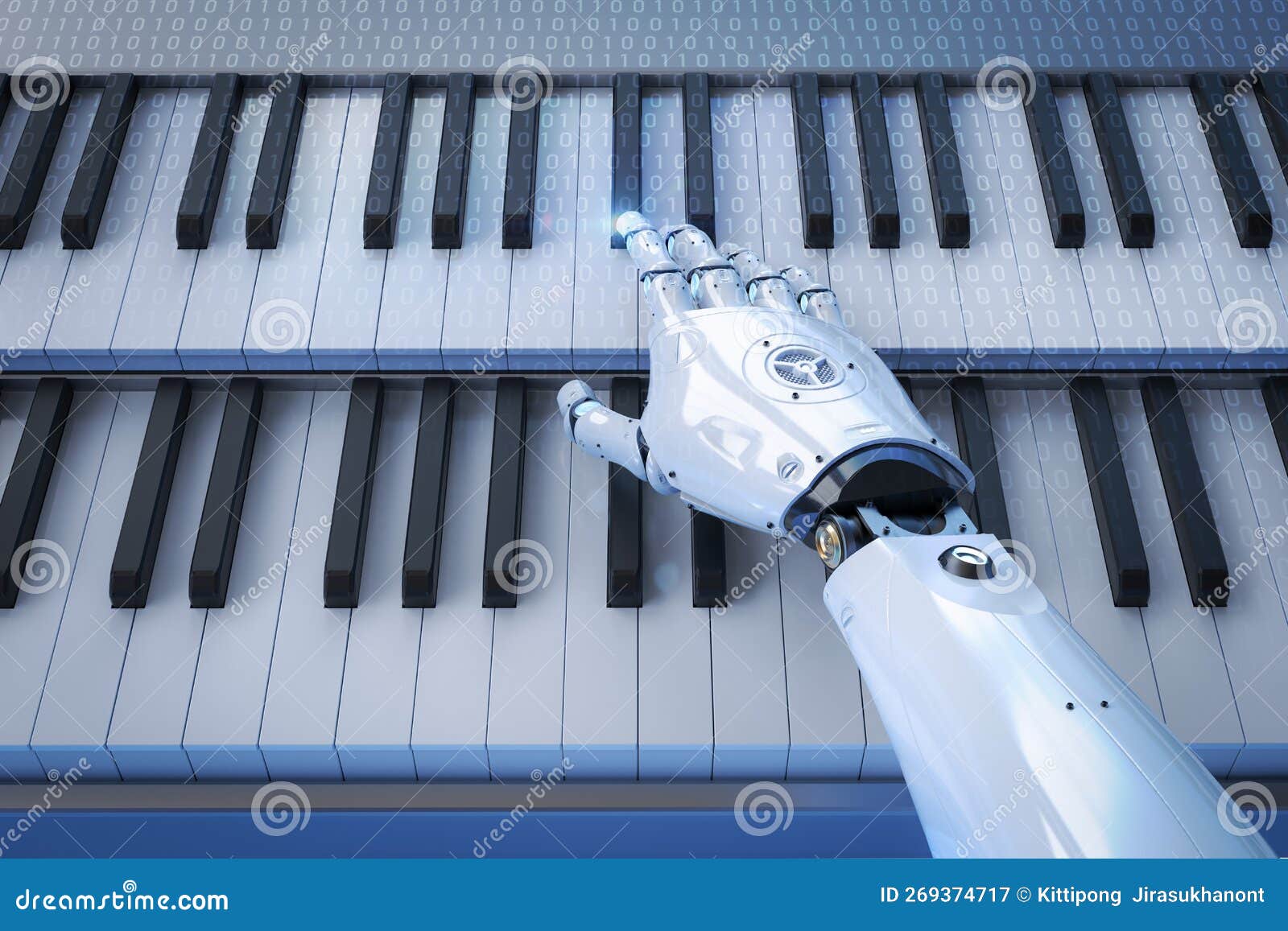 Ai Music Composer or Generator with Robot Play Piano Stock Illustration