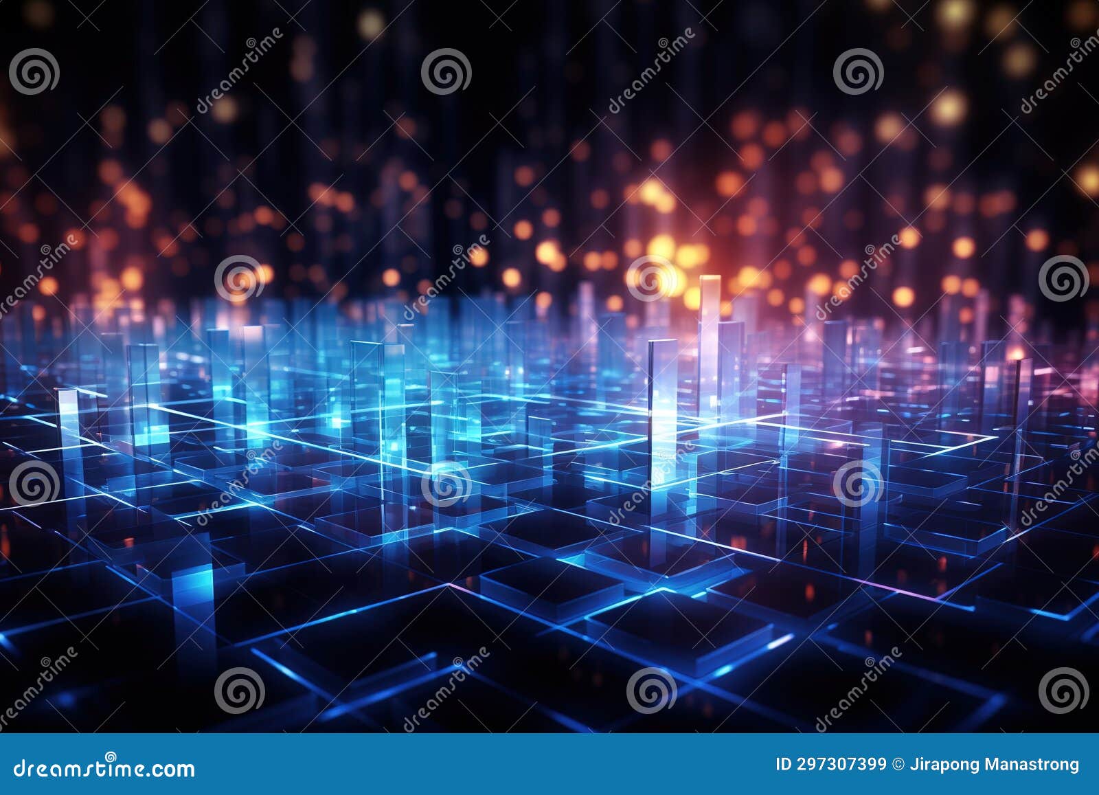 Ai Network, Big Data, Cloud Computing 3d Artificial Technology Concept