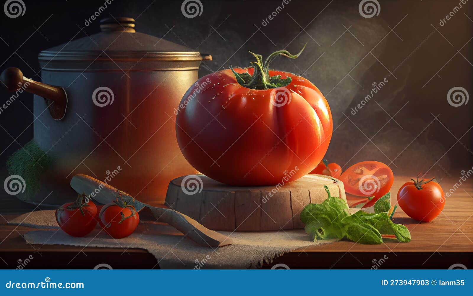 ai recreation artistic of red tomate with a crown as king tomate